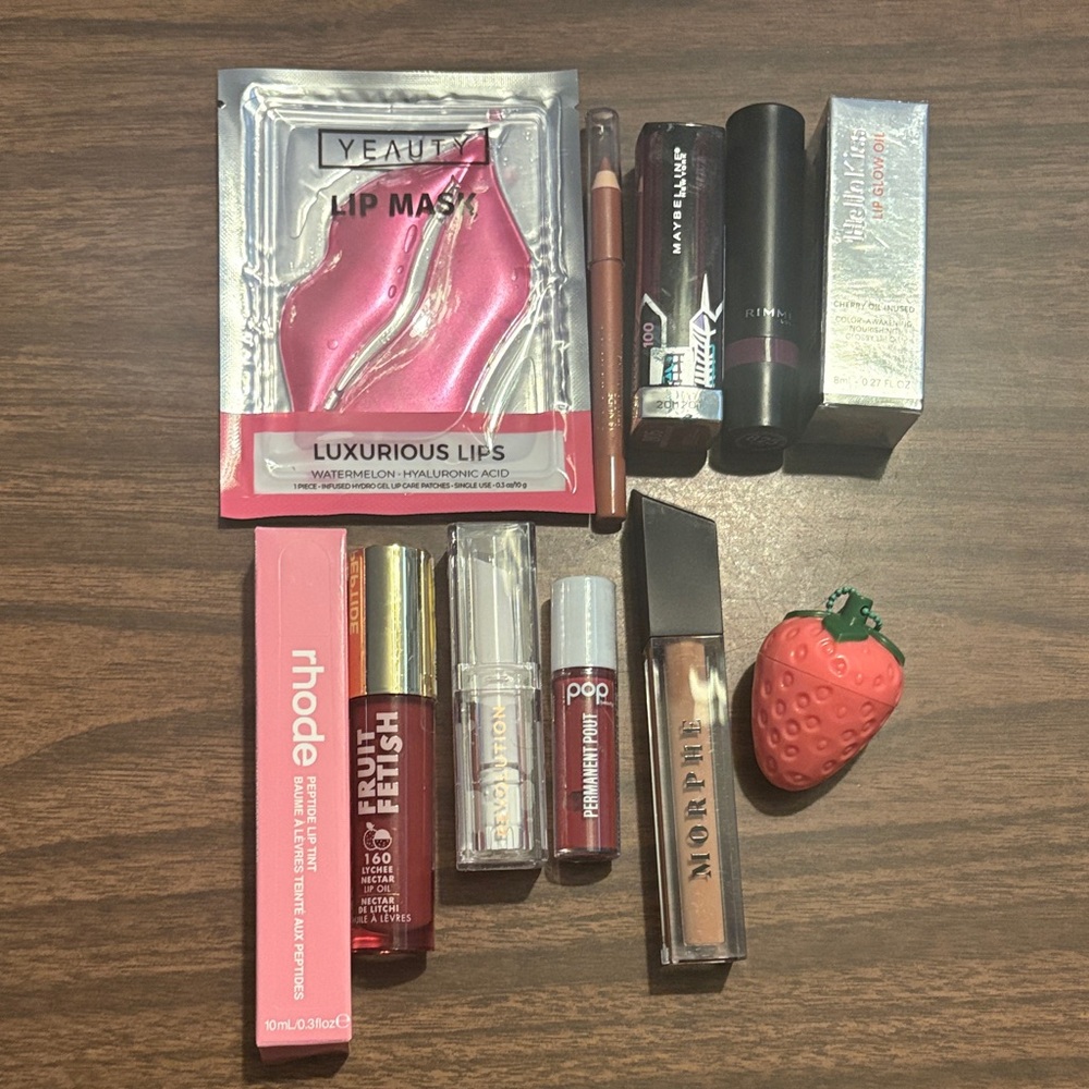Lip Bundle Lot of 11 Tint Oil Lipstick Mask Liner ETC Morphe Rhode Rimmel Estee